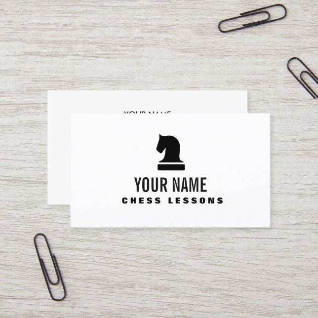 Chess piece teacher tutor business card template (Front/Back In Situ)