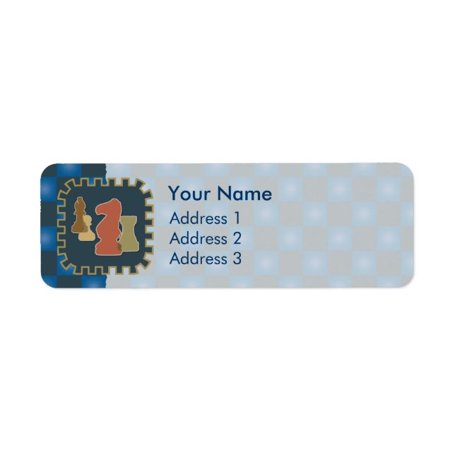 Chess Pieces Blue Address Labels (Front)