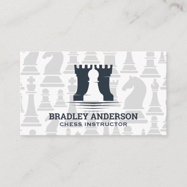 Chess Pieces | Castles and Pawns Business Card (Front)