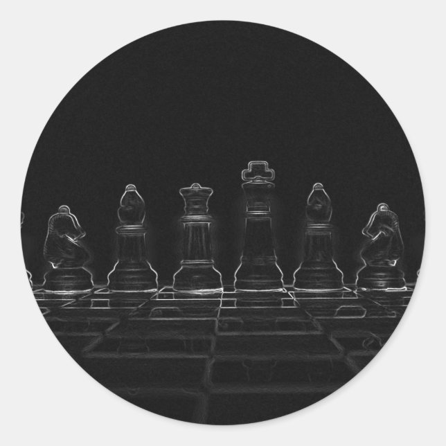 Chess pieces classic round sticker (Front)