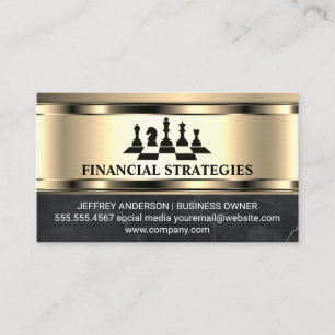 Chess Pieces   Gold Metallic Marble   Finance Business Card