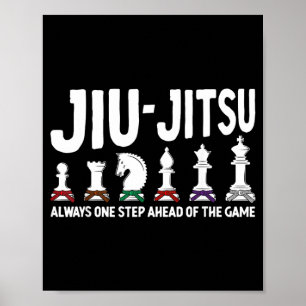 Chess Pieces Jiu-Jitsu Funny Brazilian BJJ Stripes Poster