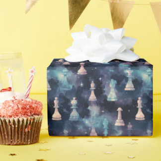 Chess Pieces Modern Galaxy Nebula Cosmic Space Wrapping Paper