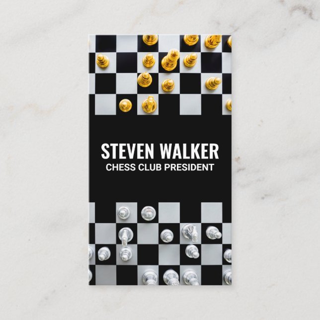 Chess Pieces on Board | Board Game Business Card (Front)