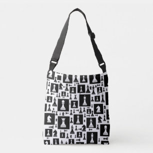 Chess Pieces Pattern - Black and white Crossbody Bag