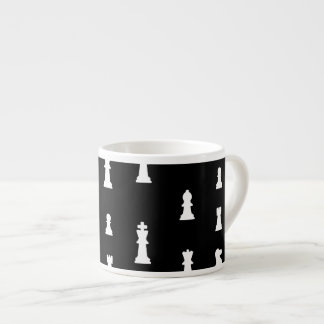 Chess pieces pattern - black and white espresso cup