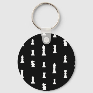 Chess pieces pattern - black and white key ring