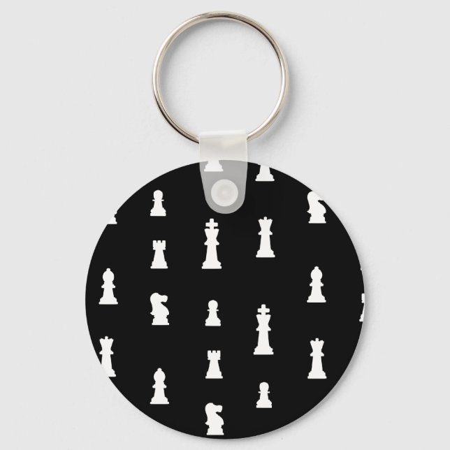 Chess pieces pattern - black and white key ring (Front)