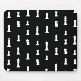 Chess pieces pattern - black and white mouse pad
