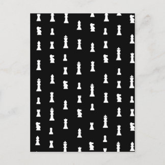 Chess pieces pattern - black and white postcard