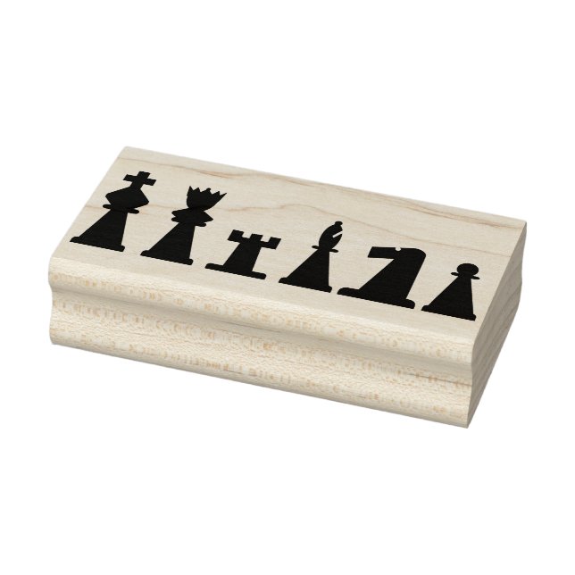 chess pieces silhouette art stamp (Stamp)