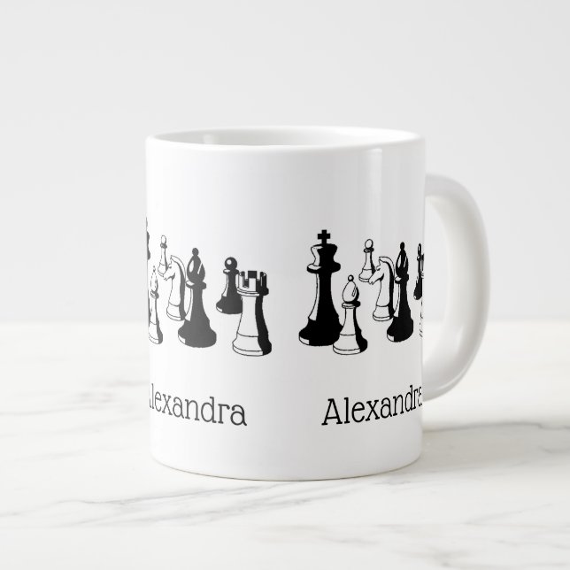 Chess Pieces Vintage Art #2 Large Coffee Mug (Front Right)
