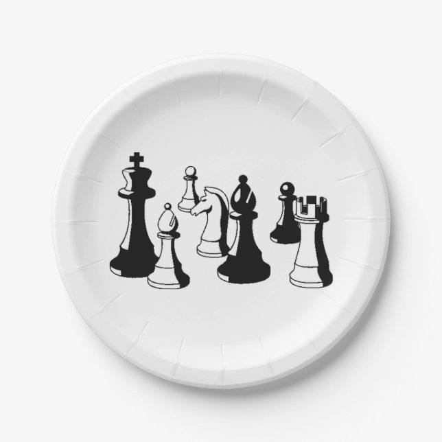 Chess Pieces Vintage Art #2 Paper Plate (Front)