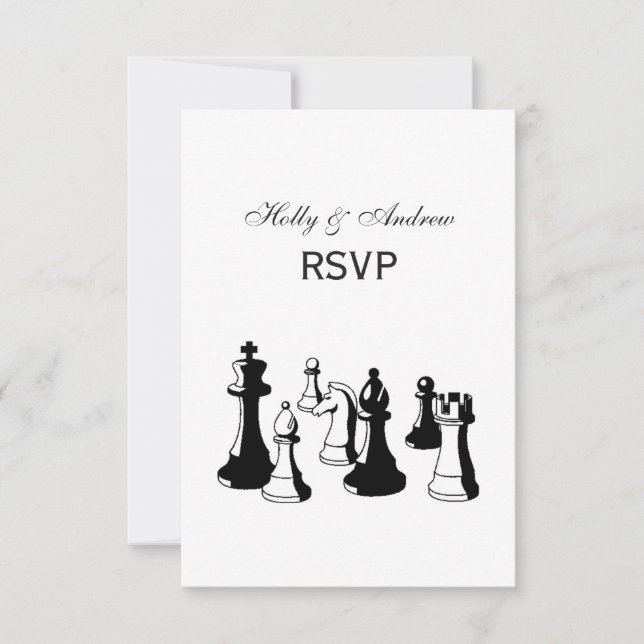 Chess Pieces Vintage Art #2 RSVP Card (Front)