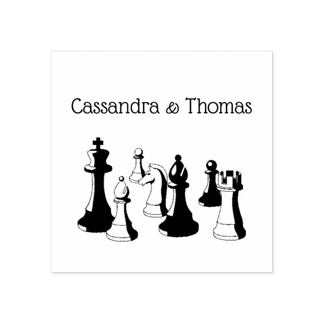 Chess Pieces Vintage Art #2 Rubber Stamp (Imprint)