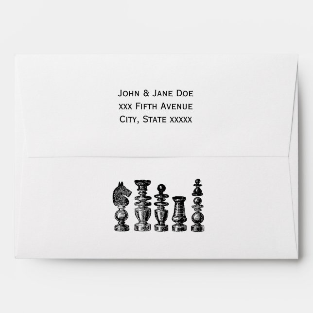 Chess Pieces Vintage Art Envelope (Back (Top Flap))
