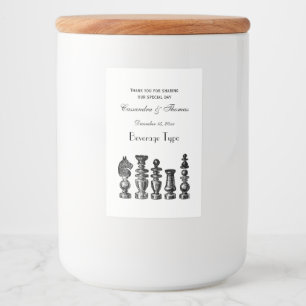 Chess Pieces Vintage Art Food Label