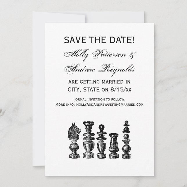Chess Pieces Vintage Art Invitation (Front)