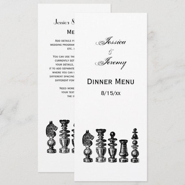 Chess Pieces Vintage Art Invitation (Front/Back)