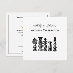 Chess Pieces Vintage Art Invitation