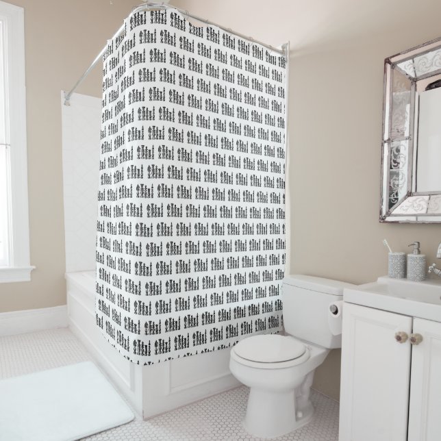 Chess Pieces Vintage Art Shower Curtain (In Situ)