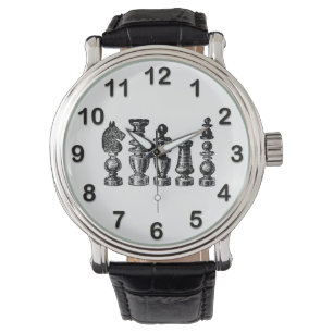 Chess Pieces Vintage Art Watch