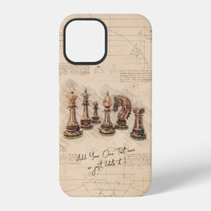 Chess Pieces Vintage Sketch Art. Player Gift iPhone 12 Case