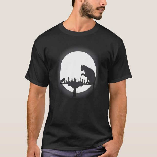 Chess Player Cat And Mouse Board Game Shadow T-Shirt (Front)