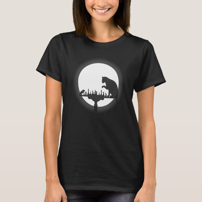 Chess Player Cat And Mouse Board Game Shadow T-Shirt (Front)
