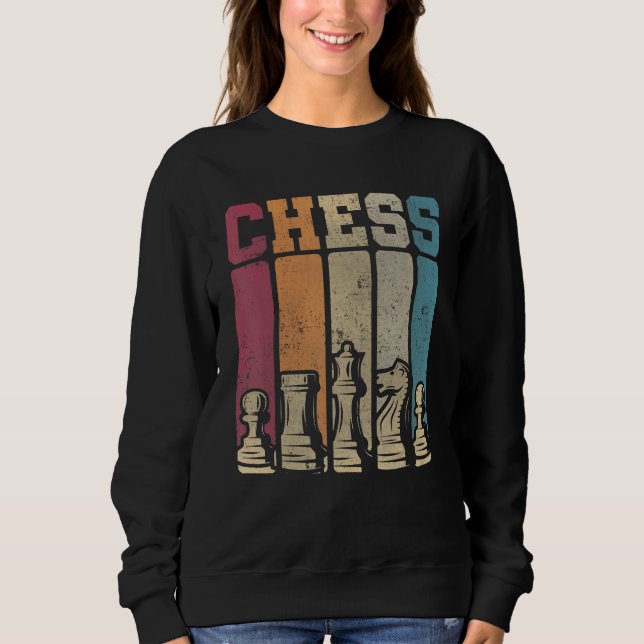 Chess Player Checkmate Vintage Chess Pieces Sweatshirt (Front)