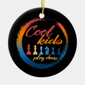 Chess Player Cool Kids Play Chess Board Game Ceramic Tree Decoration