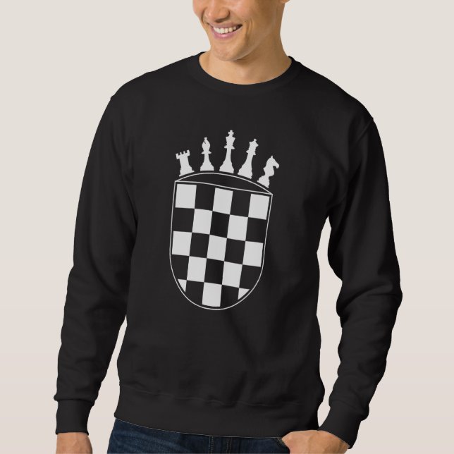 Chess Player  For Croats Croatian Flag Chessboard Sweatshirt (Front)