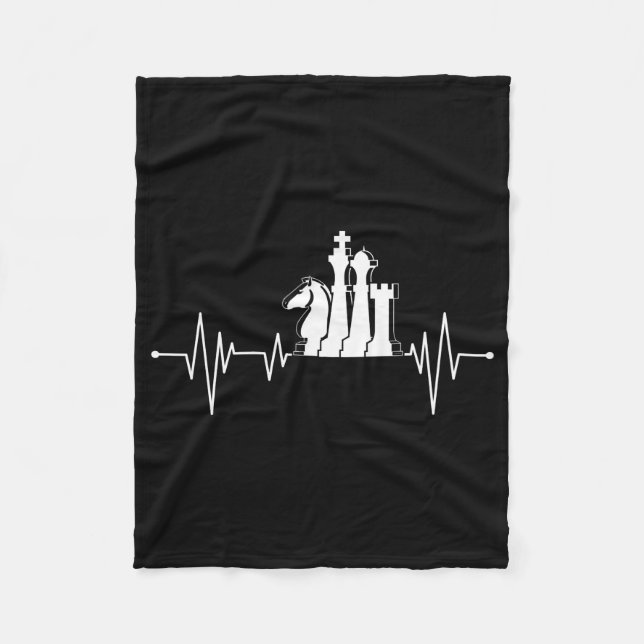 Chess Player Gift Idea Chess Pieces Heartbeat Fleece Blanket (Front)