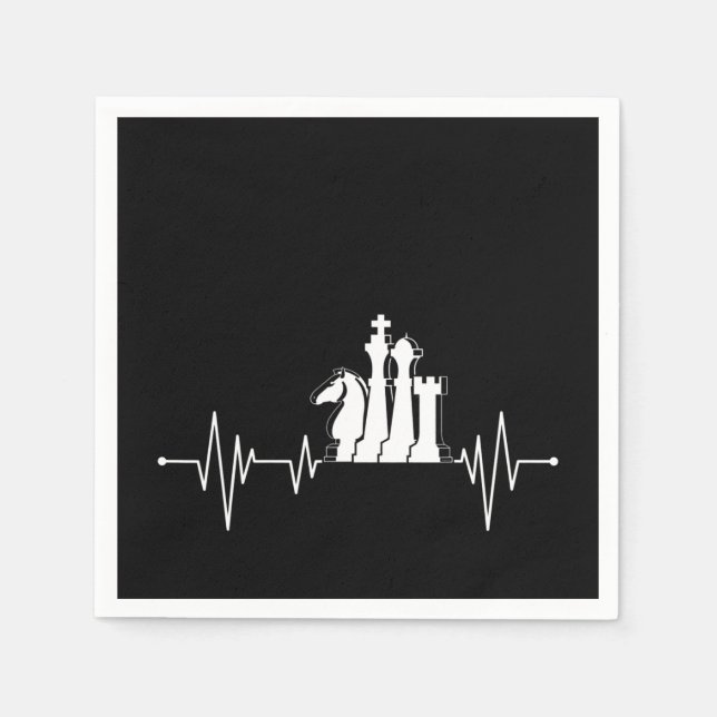 Chess Player Gift Idea Chess Pieces Heartbeat Napkin (Front)