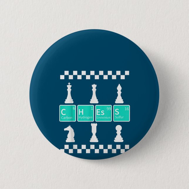 Chess Player Lover Periodic Table Funny Gift Men 6 Cm Round Badge (Front)