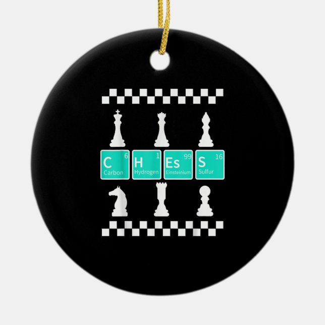 Chess Player Lover Periodic Table Funny Gift Men Ceramic Tree Decoration (Front)