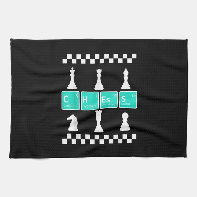 Chess Player Lover Periodic Table Funny Gift Men Tea Towel (Horizontal)