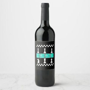 Chess Player Lover Periodic Table Funny Gift Men Wine Label
