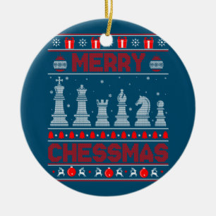 Chess Player Merry Chessmas Christmas Ugly Sweater Ceramic Tree Decoration
