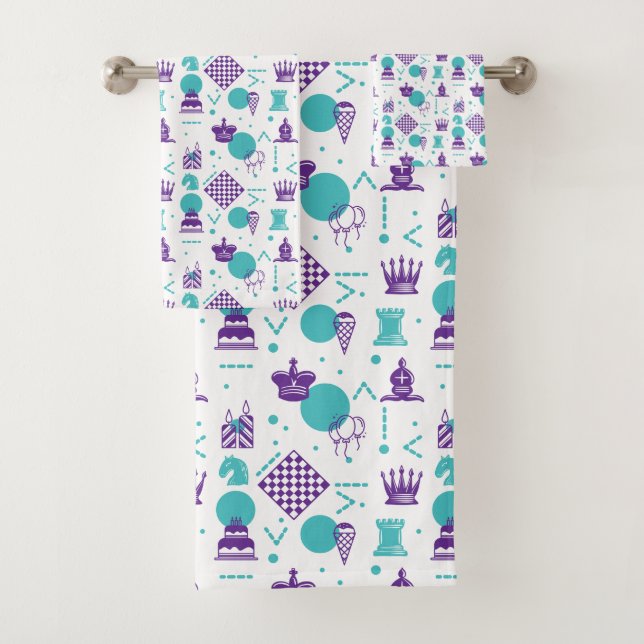 Chess Player Pieces - Party Art Pattern Bath Towel Set (Insitu)