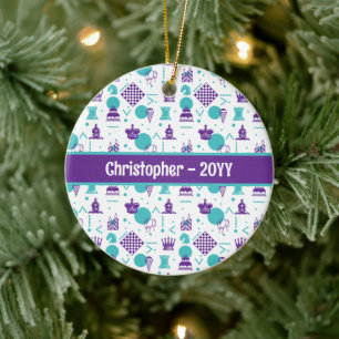 Chess Player Pieces - Party Art Pattern Ceramic Tree Decoration