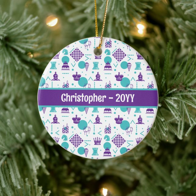 Chess Player Pieces - Party Art Pattern Ceramic Tree Decoration (Tree)