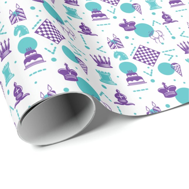 Chess Player Pieces - Party Art Pattern Wrapping Paper (Roll Corner)