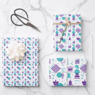 Chess Player Pieces - Party Art Pattern Wrapping Paper Sheet