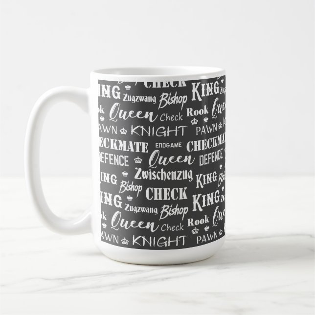 Chess Playing Words and Phrases Coffee Mug (Left)