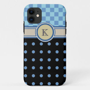 chess & polkadots pattern monogram Case-Mate iPhone case