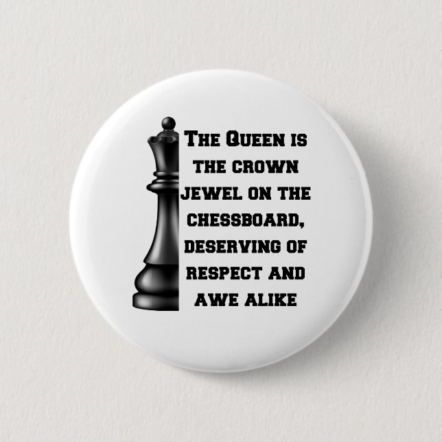 Chess Queen Black White Power Respect Strategy 6 Cm Round Badge (Front)