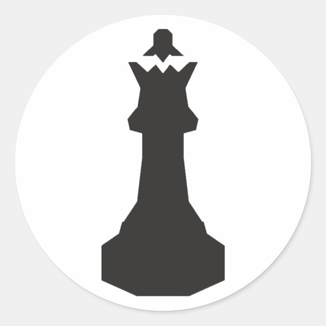 Chess Queen Silhouette Bold Minimalist Classic Round Sticker (Front)