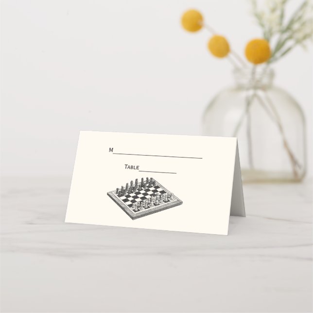 Chess Set Chessboard Escort Card Place Card Ivory (Back)