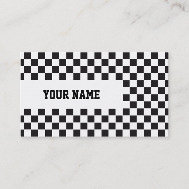 Chess Square Pattern - black + your background Business Card (Front)